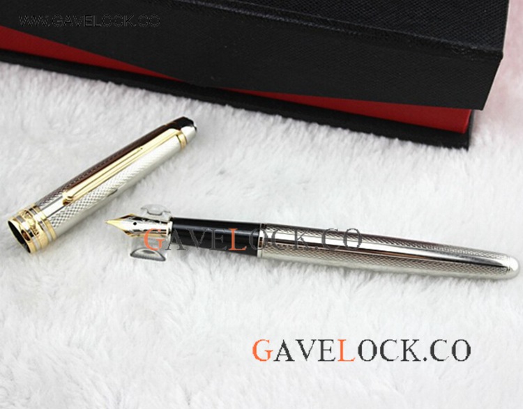 Knockoff Montblanc Meisterstuck Fountain Pen - Silver & Gold Clip